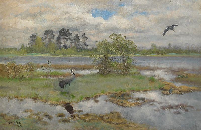 bruno liljefors Landscape With Cranes at the Water China oil painting art
